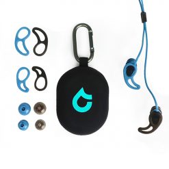 Sear Ear plugs a blue earbuds and a black case