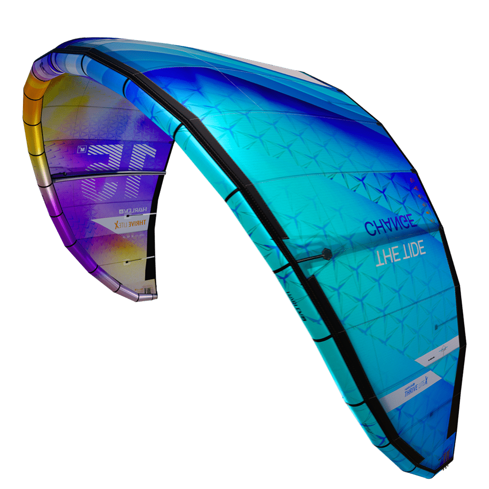 Harlem Thrive LiteX light wind freeride kite, right-side profile view