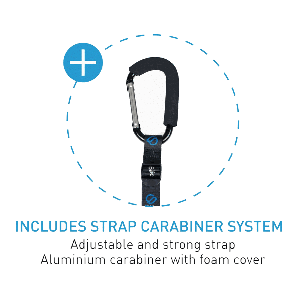 Adjustable strap with aluminium carabiner